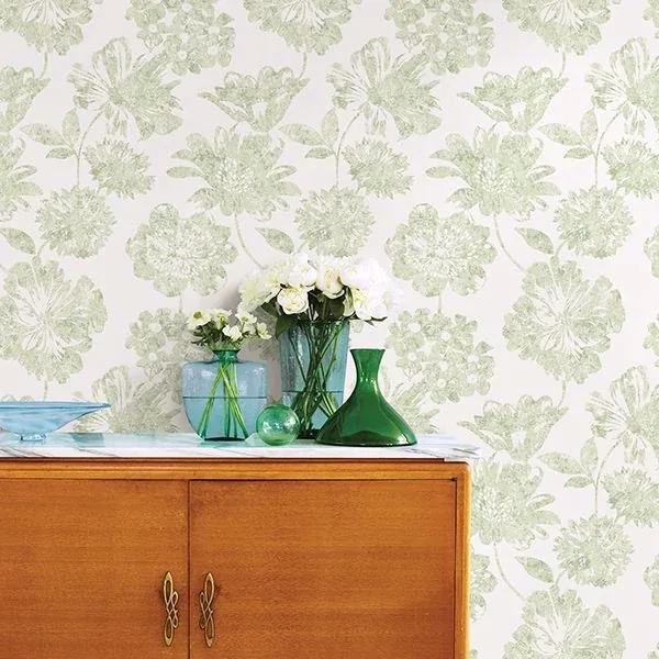 A-Street Prints Folia Light Green Green Floral Wallpaper - SKU 2901-25419
