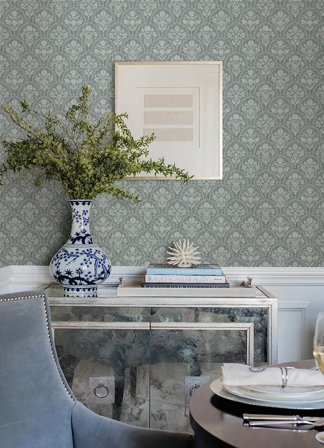 A-Street Prints Frances Blue Fishscale Wallpaper - SKU AST6351
