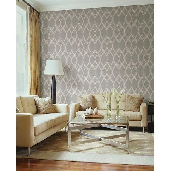 A-Street Prints Frequency Grey Ogee Wallpaper - SKU 2625-21850
