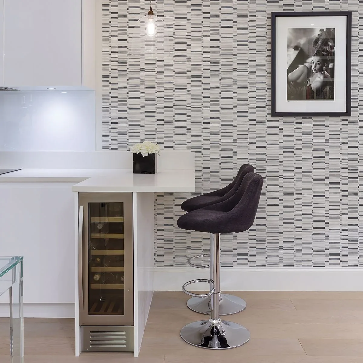 A-Street Prints Fresnaye Black Linen Stripe Wallpaper - SKU 2949-60812