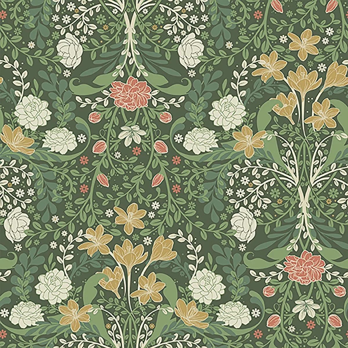 A-Street Prints Froso Green Garden Damask Wallpaper - SKU 2999-24102