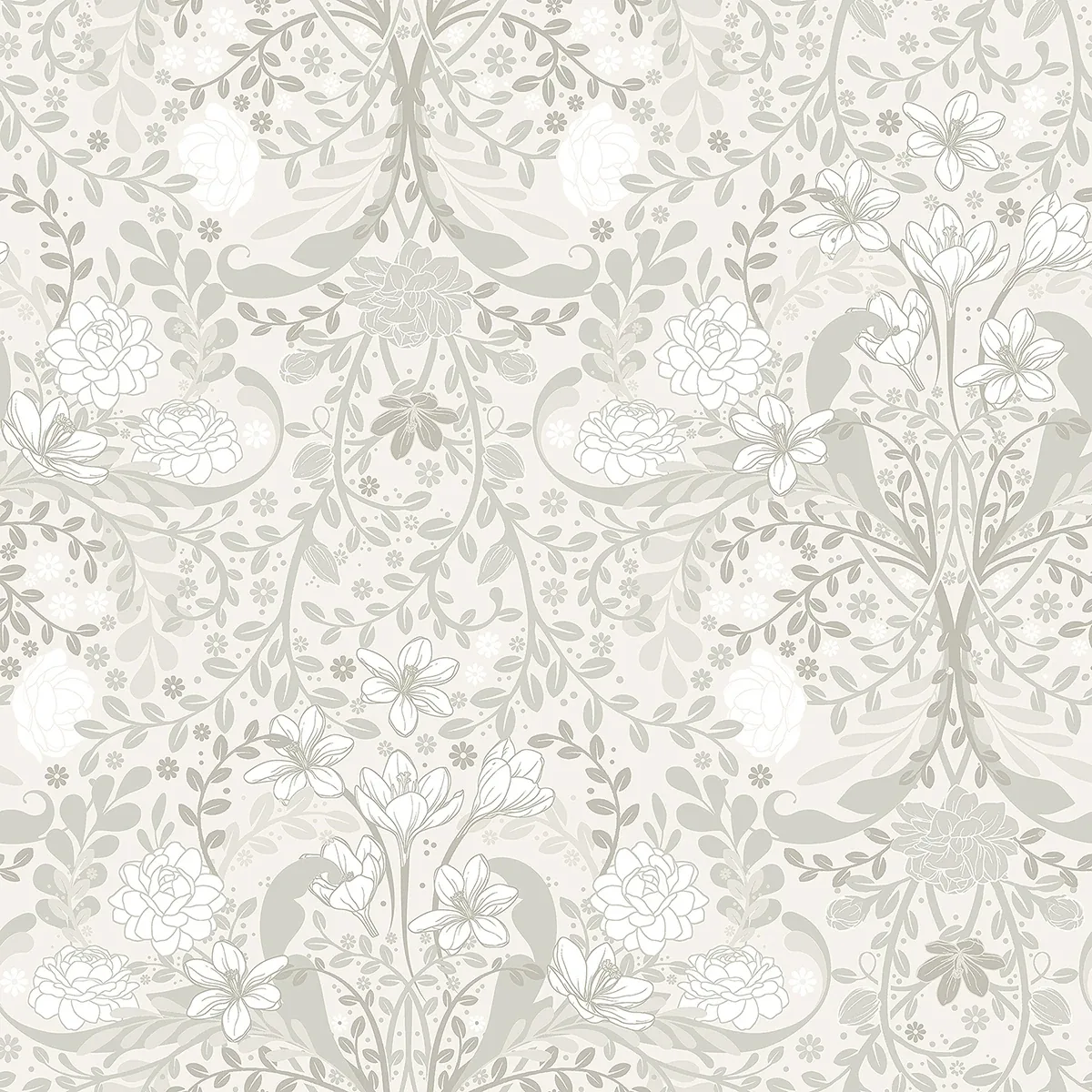 2999-24107 | Froso Light Grey Garden Damask Wallpaper