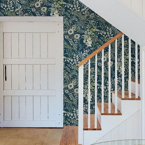 A-Street Prints Full Bloom Navy Navy Floral Wallpaper - SKU 2821-12902