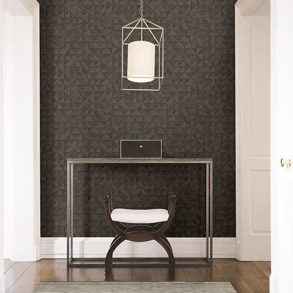 A-Street Prints Gallerie Dark Brown Geometric Wood Wallpaper - SKU 2908-25326