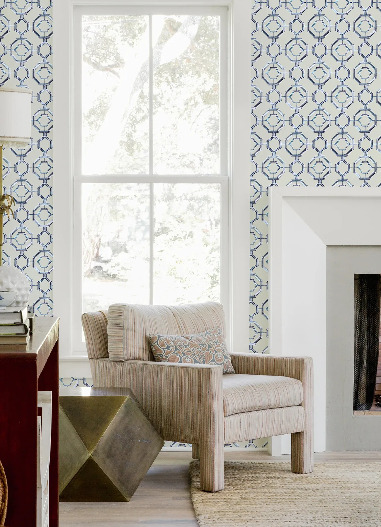 A-Street Prints Gallina Blue Trellis Wallpaper - SKU 4081-26314