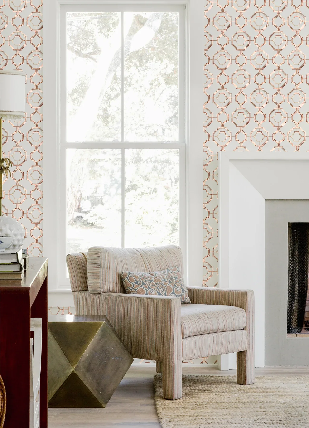 A-Street Prints Gallina Orange Trellis Wallpaper - SKU 4081-26317