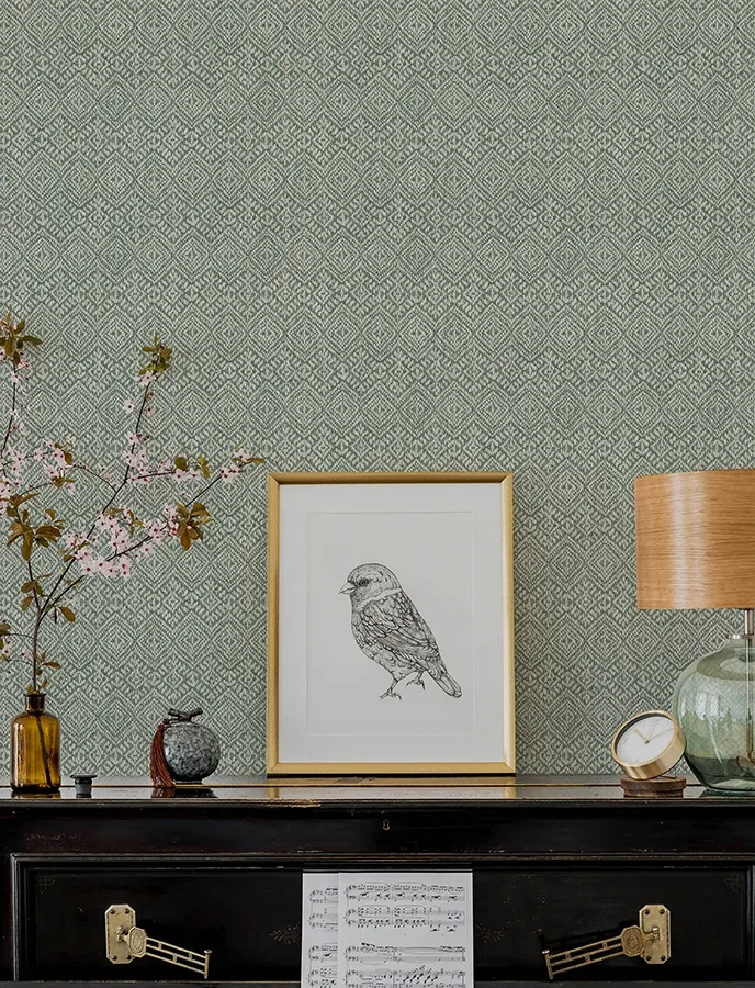A-Street Prints Gallivant Green Woven Geometric Wallpaper - SKU 4146-27256