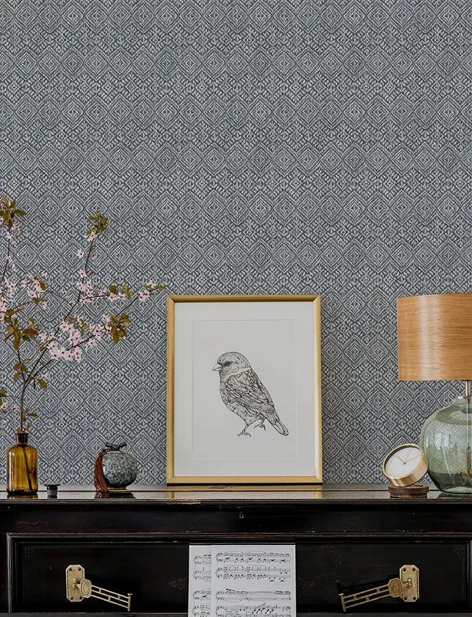 A-Street Prints Gallivant Indigo Woven Geometric Wallpaper - SKU 4146-27257