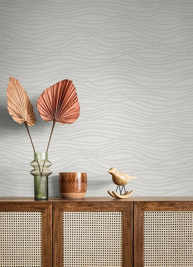 A-Street Prints Galyn Dove Pearlescent Wave Wallpaper - SKU 4121-72205