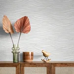 A-Street Prints Galyn White Pearlescent Wave Wallpaper - SKU 4121-72206