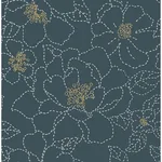 A-Street Prints Gardena Indigo Embroidered Floral Wallpaper - SKU 4122-27009