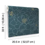 A-Street Prints Gardena Indigo Embroidered Floral Wallpaper - SKU 4122-27009