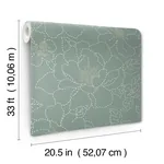 A-Street Prints Gardena Sea Green Embroidered Floral Wallpaper - SKU 4122-27006