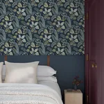 A-Street Prints Geneva Dark Blue Peacock Paradise Wallpaper - SKU 4173-27643