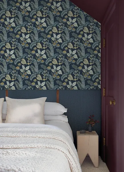 A-Street Prints Geneva Dark Blue Peacock Paradise Wallpaper - SKU 4173-27643