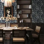 A-Street Prints Geneva Dark Blue Peacock Paradise Wallpaper - SKU 4173-27643