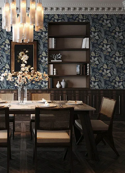 A-Street Prints Geneva Dark Blue Peacock Paradise Wallpaper - SKU 4173-27643
