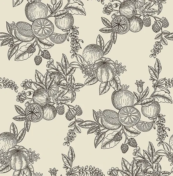 A-Street Prints Gerty Black Fruit Toile Wallpaper - SKU 4173-27637