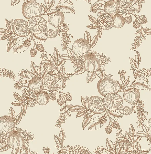 A-Street Prints Gerty Copper Fruit Toile Wallpaper - SKU 4173-27638