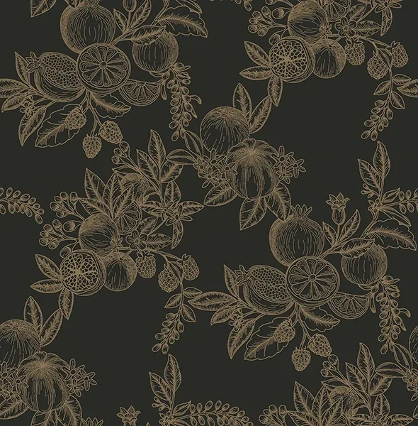A-Street Prints Gerty Gold Fruit Toile Wallpaper - SKU 4173-27635