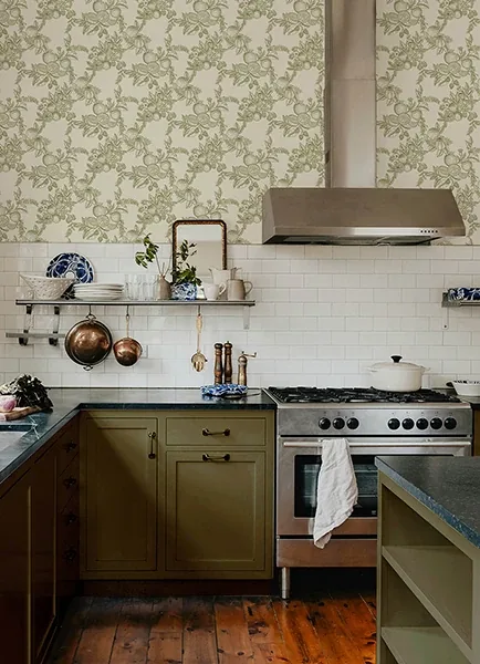 A-Street Prints Gerty Green Fruit Toile Wallpaper - SKU 4173-27636
