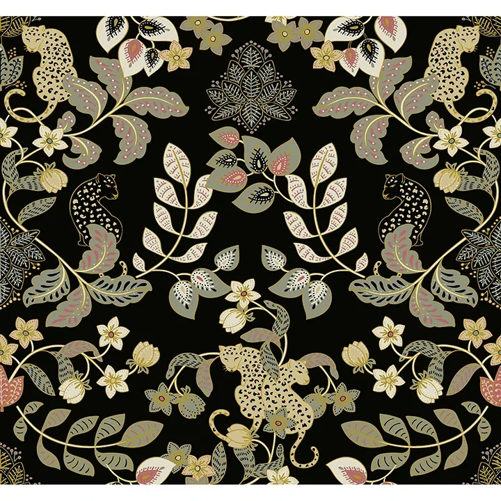 A-Street Prints Getty Black Jungle Damask Wallpaper - SKU 4034-72131