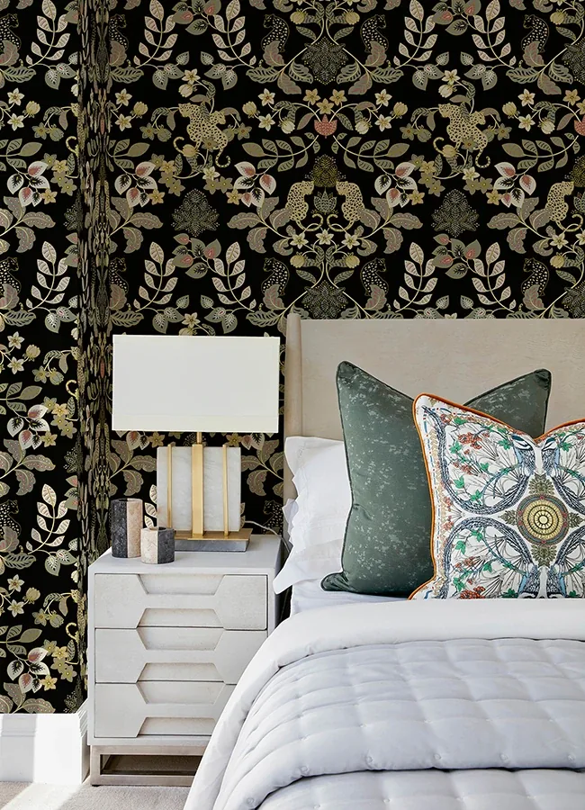A-Street Prints Getty Black Jungle Damask Wallpaper | Wallpaper Twins A-Street Prints Getty Black Jungle Damask Wallpaper - SKU 4034-72131