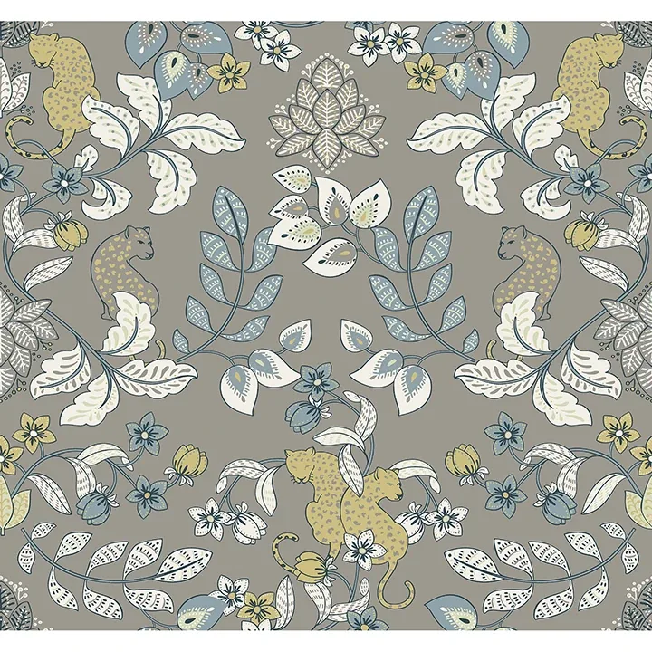 A-Street Prints Getty Grey Jungle Damask Wallpaper - SKU 4034-72134