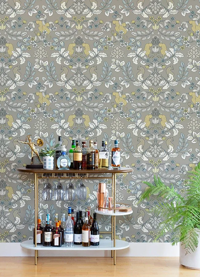 A-Street Prints Getty Grey Jungle Damask Wallpaper | Wallpaper Twins A-Street Prints Getty Grey Jungle Damask Wallpaper - SKU 4034-72134