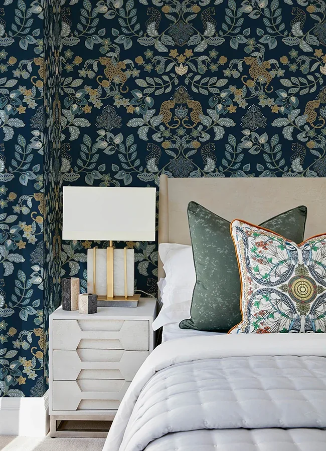 A-Street Prints Getty Navy Jungle Damask Wallpaper | Wallpaper Twins A-Street Prints Getty Navy Jungle Damask Wallpaper - SKU 4034-72133