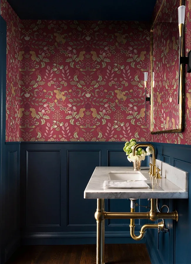 A-Street Prints Getty Raspberry Jungle Damask Wallpaper - SKU 4034-72130