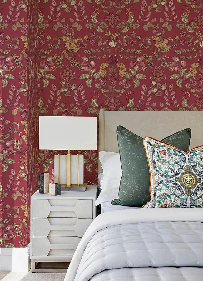 A-Street Prints Getty Raspberry Jungle Damask Wallpaper - SKU 4034-72130