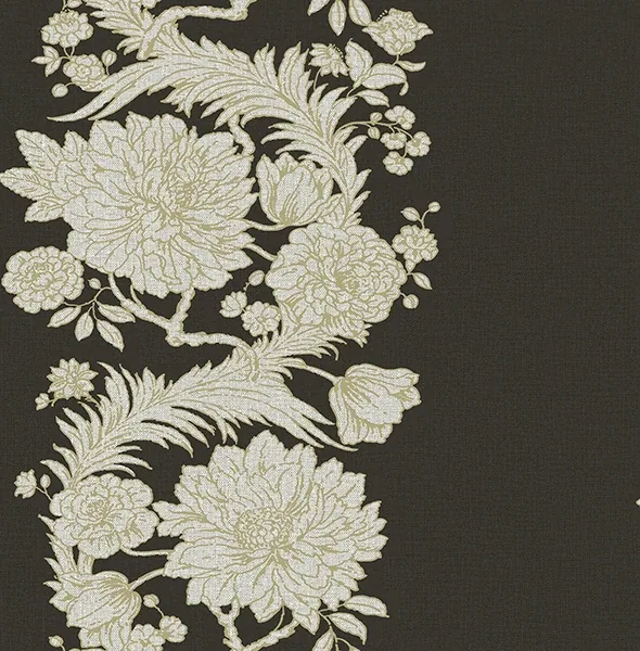 A-Street Prints Gisela Black Floral Columns Wallpaper - SKU 4173-27641