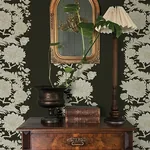 A-Street Prints Gisela Black Floral Columns Wallpaper - SKU 4173-27641