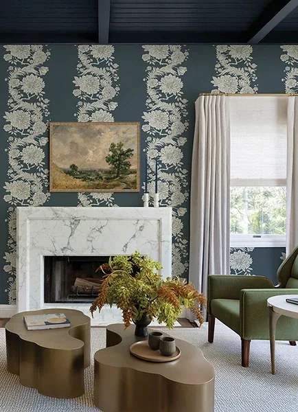 A-Street Prints Gisela Blue Floral Columns Wallpaper | Wallpaper Twins A-Street Prints Gisela Blue Floral Columns Wallpaper - SKU 4173-27642