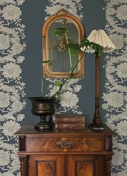 A-Street Prints Gisela Blue Floral Columns Wallpaper | Wallpaper Twins A-Street Prints Gisela Blue Floral Columns Wallpaper - SKU 4173-27642