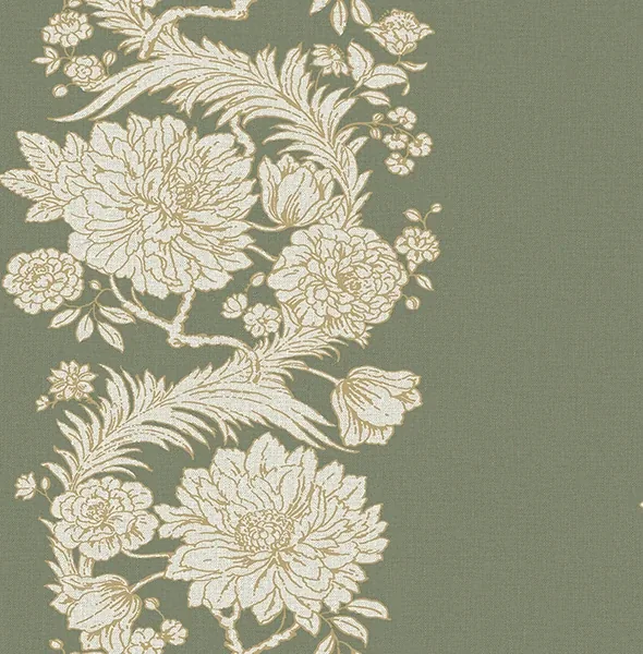 A-Street Prints Gisela Green Floral Columns Wallpaper - SKU 4173-27639