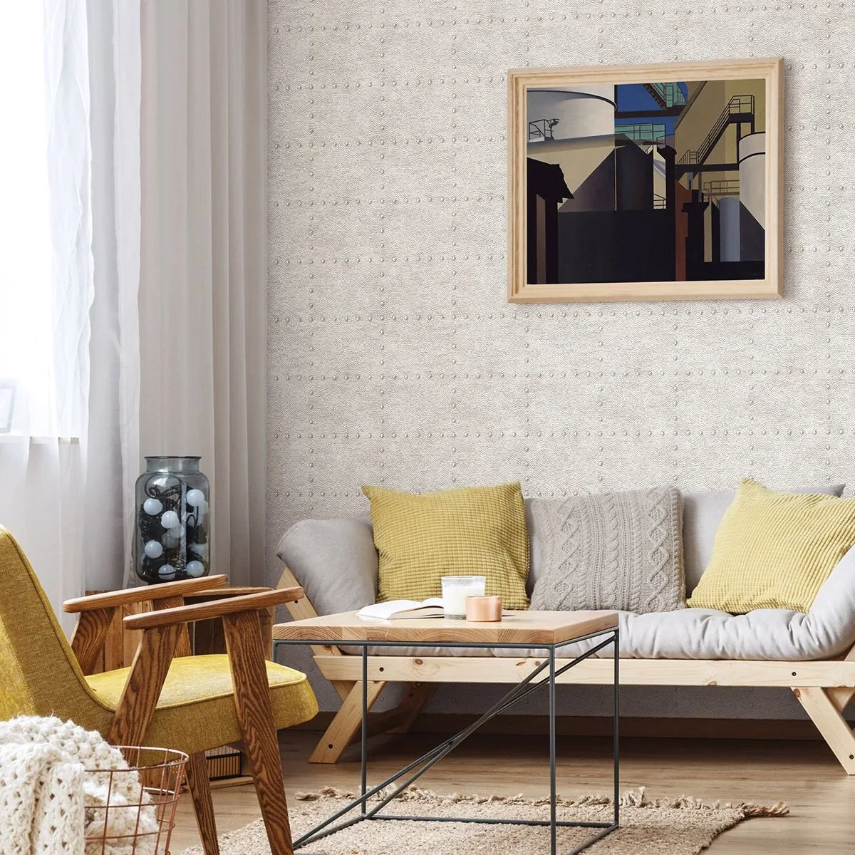 A-Street Prints Goldberg Ivory Hammered Metal Wallpaper | Wallpaper Twins A-Street Prints Goldberg Ivory Hammered Metal Wallpaper - SKU 2922-25371