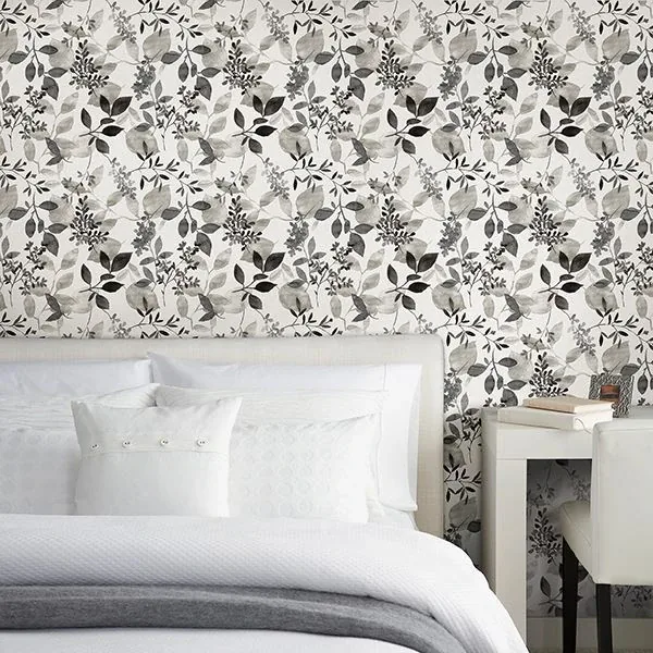 A-Street Prints Gossamer Black Botanical Wallpaper - SKU 2716-23866