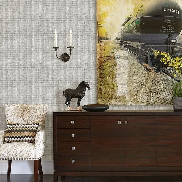 A-Street Prints Graphite Palm Weave Wallpaper - SKU 2785-24850