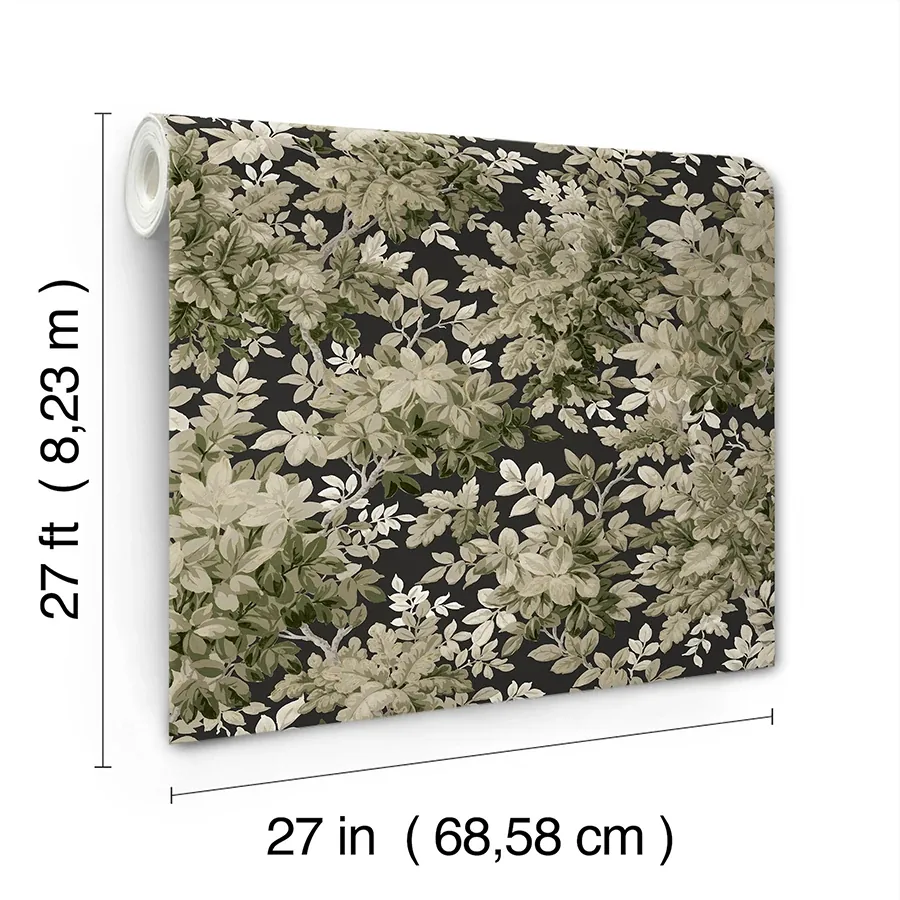 A-Street Prints Greenwood Black Deciduous Wallpaper - SKU 4147-80005