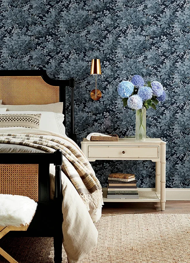 A-Street Prints Greenwood Dark Blue Deciduous Wallpaper - SKU 4147-80003