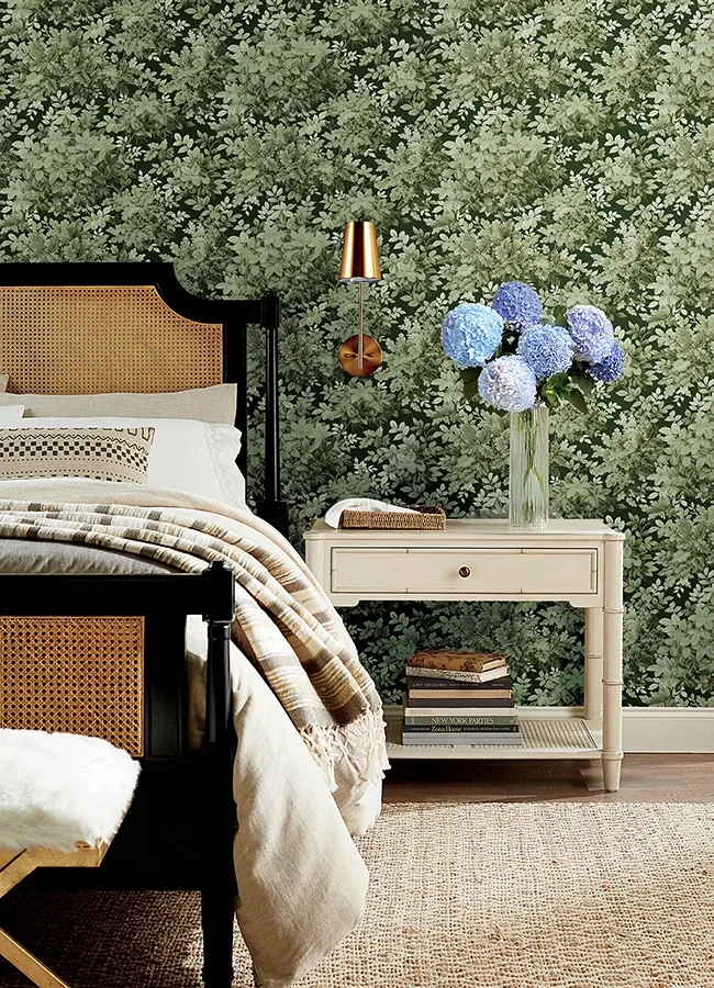 A-Street Prints Greenwood Dark Green Deciduous Wallpaper - SKU 4147-80004