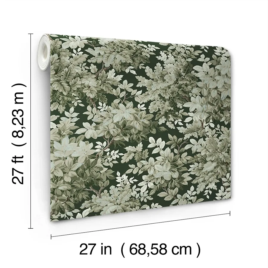 A-Street Prints Greenwood Dark Green Deciduous Wallpaper - SKU 4147-80004
