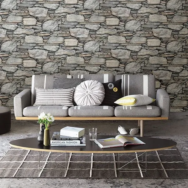 A-Street Prints Grey Stone Wall Wallpaper - SKU 2701-22304