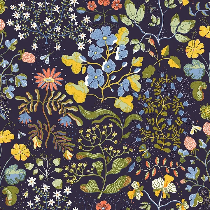 A-Street Prints Groh Dark Blue Floral Wallpaper - SKU 4143-22002