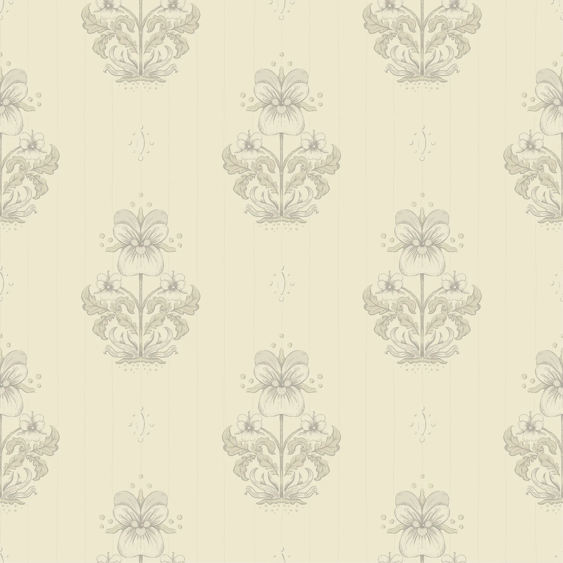A-Street Prints Gullvie Cream Pansies Wallpaper - SKU 4201-48006