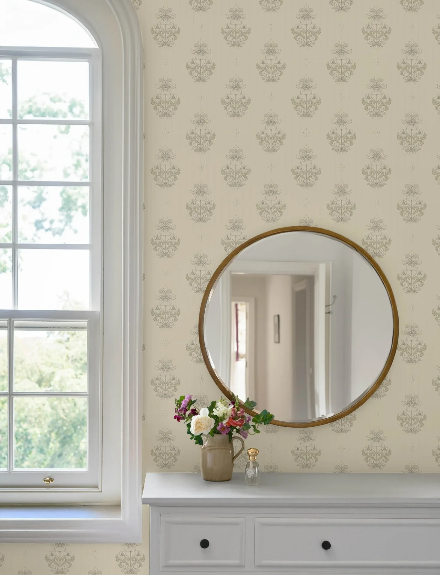 A-Street Prints Gullvie Cream Pansies Wallpaper | Wallpaper Twins A-Street Prints Gullvie Cream Pansies Wallpaper - SKU 4201-48006