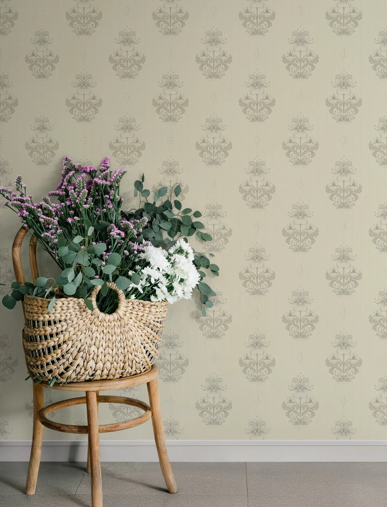 A-Street Prints Gullvie Cream Pansies Wallpaper | Wallpaper Twins A-Street Prints Gullvie Cream Pansies Wallpaper - SKU 4201-48006