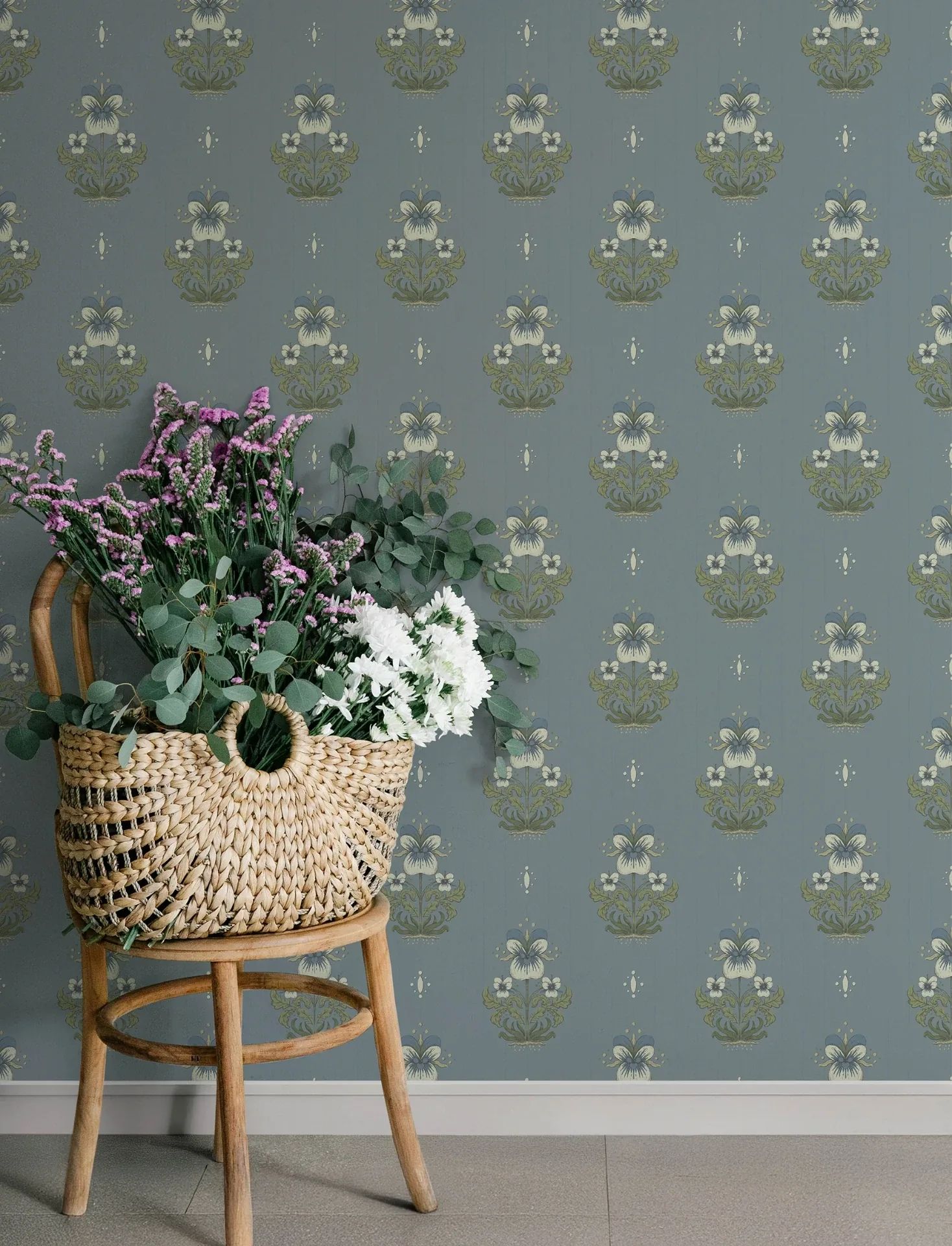 A-Street Prints Gullvie Light Blue Pansies Wallpaper | Wallpaper Twins A-Street Prints Gullvie Light Blue Pansies Wallpaper - SKU 4201-48008